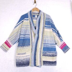 NIC+ZOE Open-Front Blue Boho Cozycore Cardigan Womens M Baggy